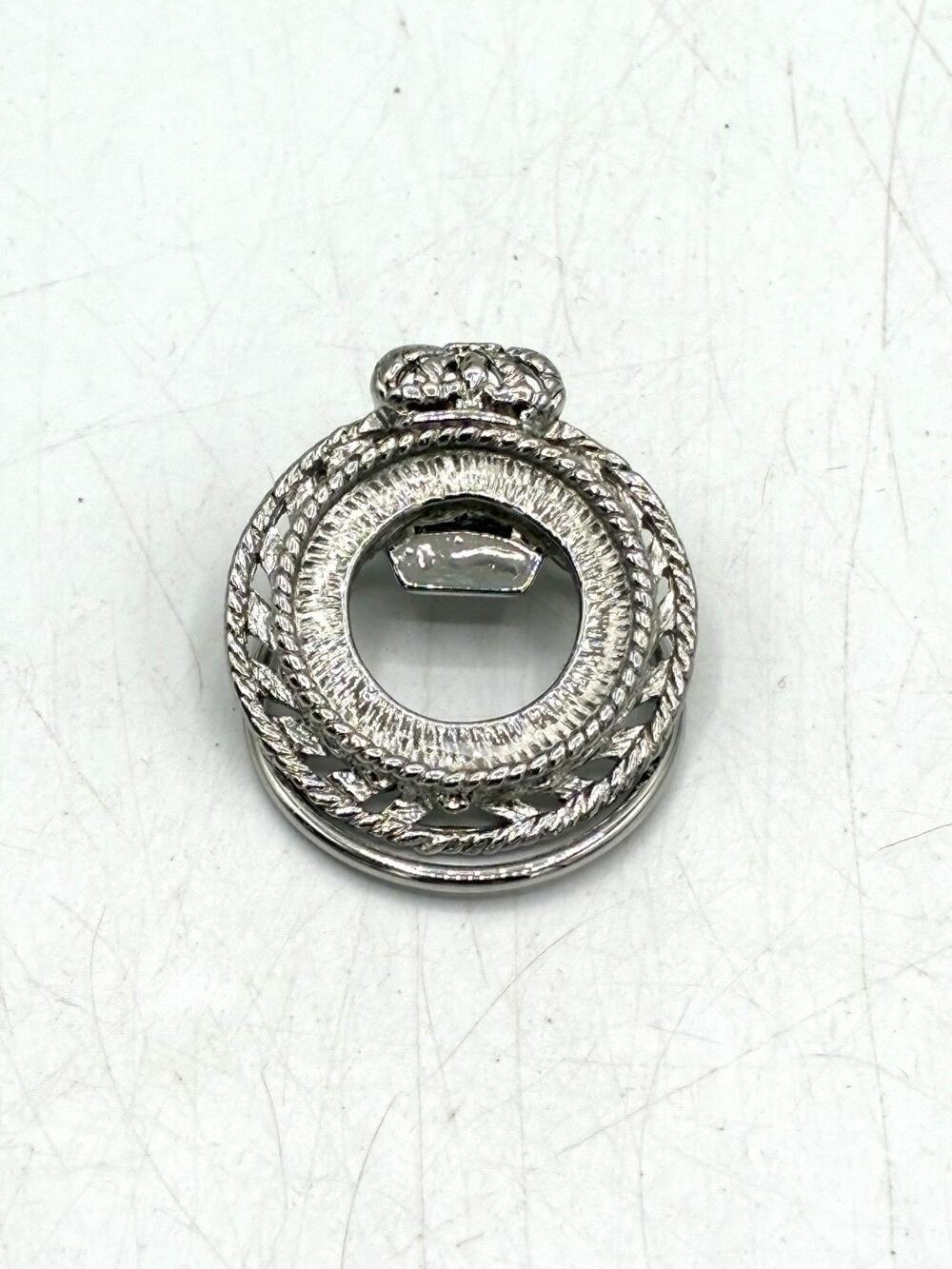 Vintage Crown Rope Wreath Scarf Clip Silver Tone Heraldic Royal Statement